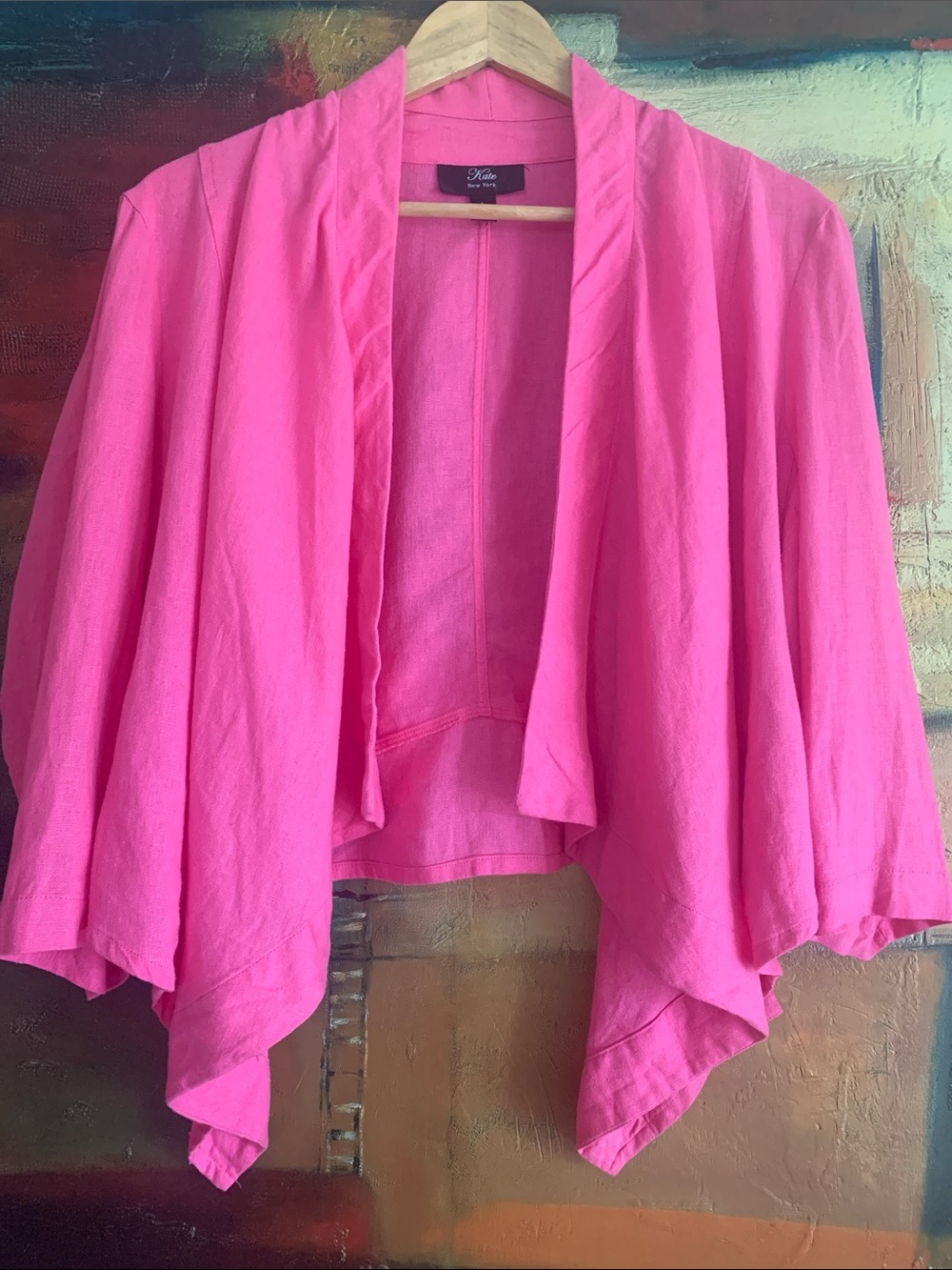 Kate New York, Linen Blend Waterfall Draped Blazer-Jacket, Sz L